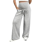SHENHE Women's Maternity Sweatpants Wide Leg Over Belly Drawstring Casual Pregnancy Baggy Pants