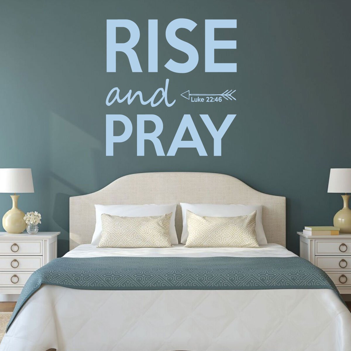 Amazon Com Bible Scripture Wall Decal Luke 22 46 Rise And Pray Vinyl Scripture Wall Art Christian Home Decor For The Master Bedroom Children S Room And Bathroom Wall Decor Handmade