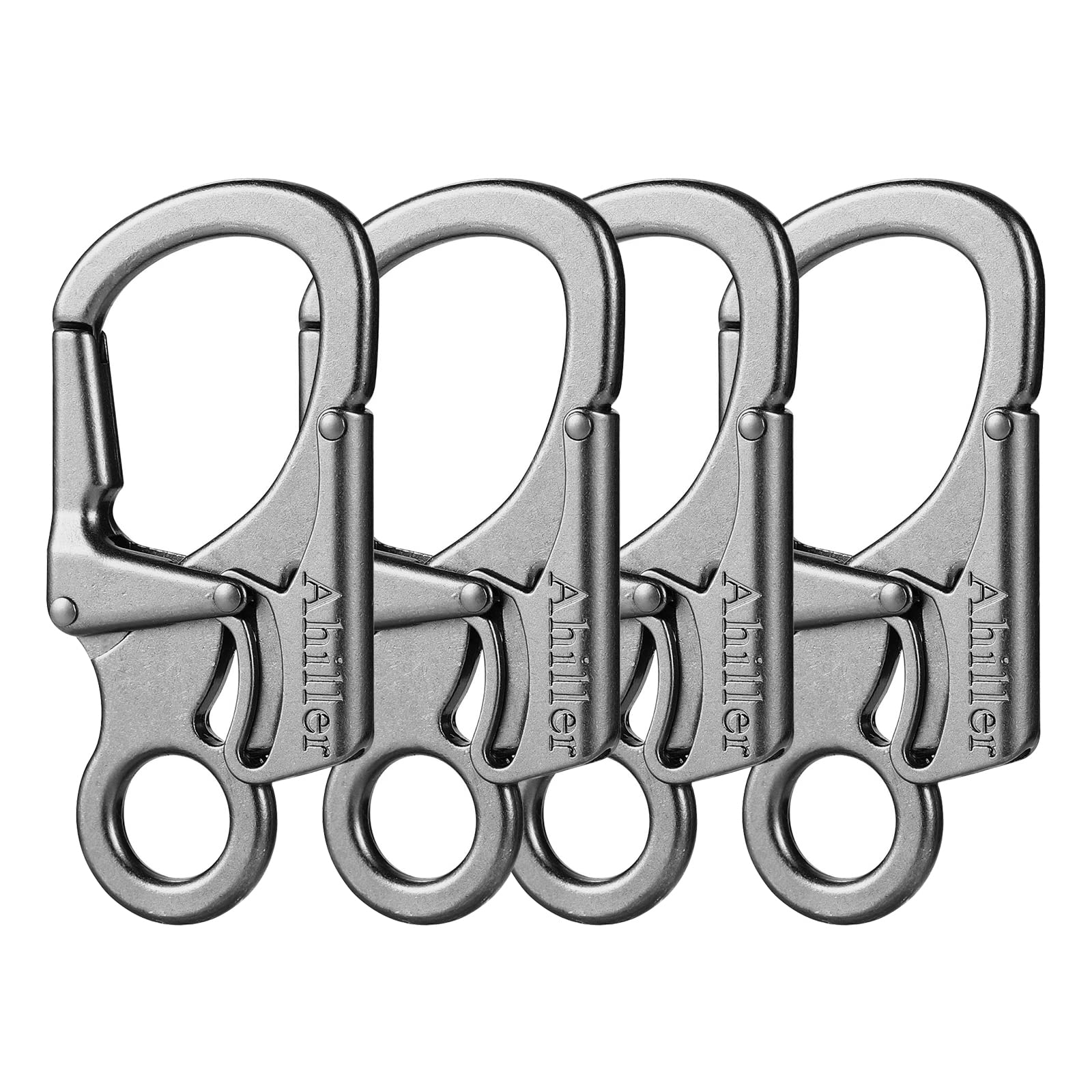Ahiller Carabiner Clip, Double Anti-Misopening Locking Design, 3 Inch Alloy Caribena Hook, Keychain for Outdoor Camping, Hiking, Fishing, Key Ring Clip (Gunmetal-4P) — image 1
