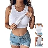 CHICME Women Built-in Bra Tank Tops Sleeveless Casual Shirts Racerback Ribbed Fitted Tank Tops