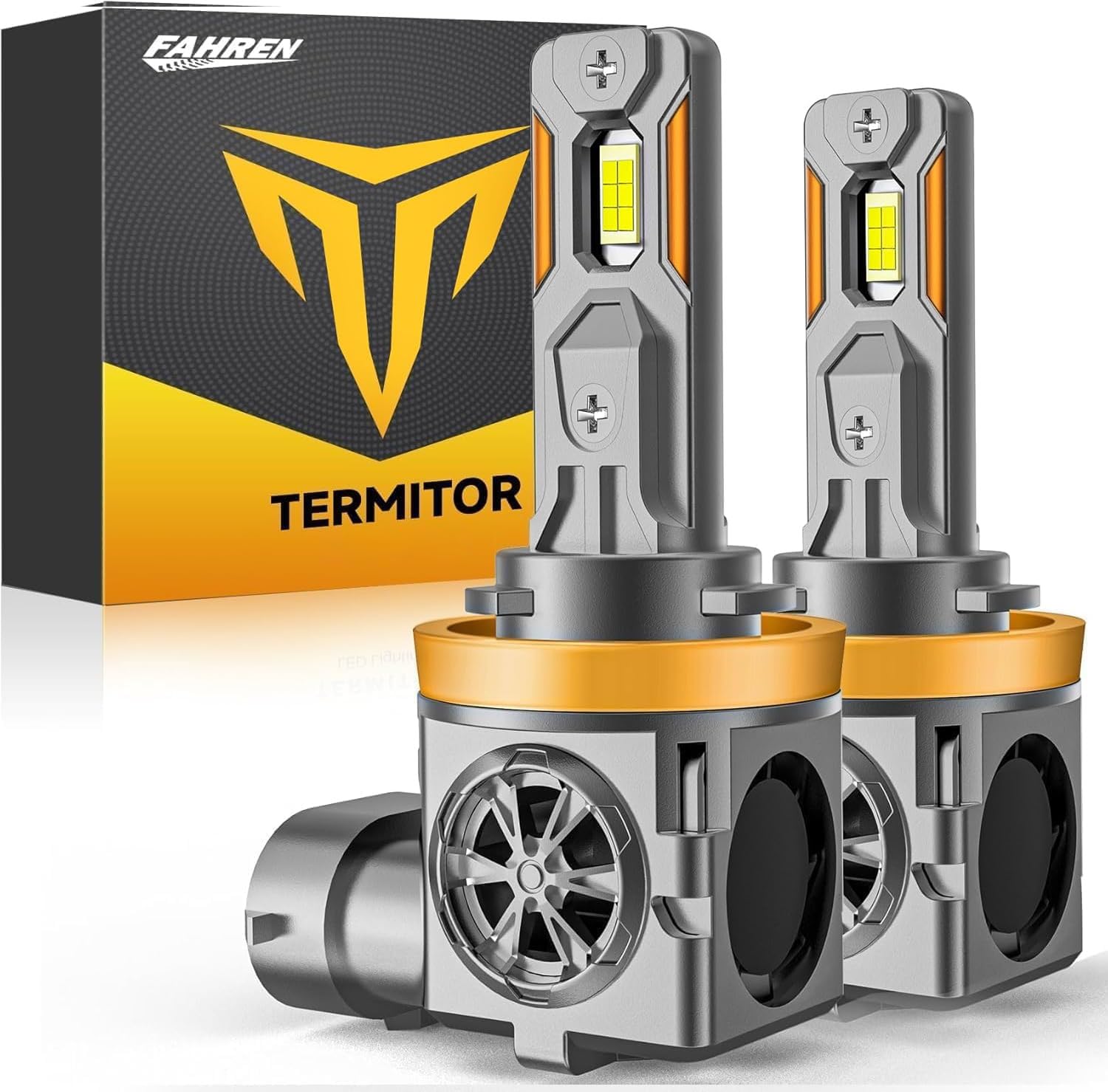 Termitor Upgraded H11/H9 Bulbs, 40,000LM 800% Super Brighter, 6500K Cool White, 1:1 Mini Halogen Size H11 H9 Fog/Driving Lights with Cooling Fan, Plug and Play, Pack of 2 Image