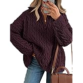 Trendy Queen Women's Oversized Cable Knit Quarter Zip Up Pullover Sweaters 2026