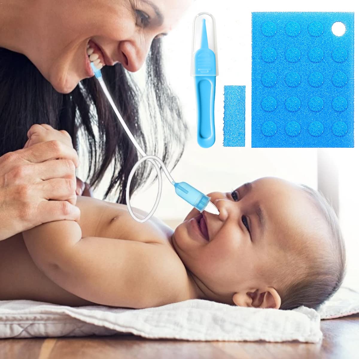 200 PCS Baby Nasal Aspirator Hygiene Filters with Nose Cleaning Tweezer for NoseFrida Nasal Aspirator Filters