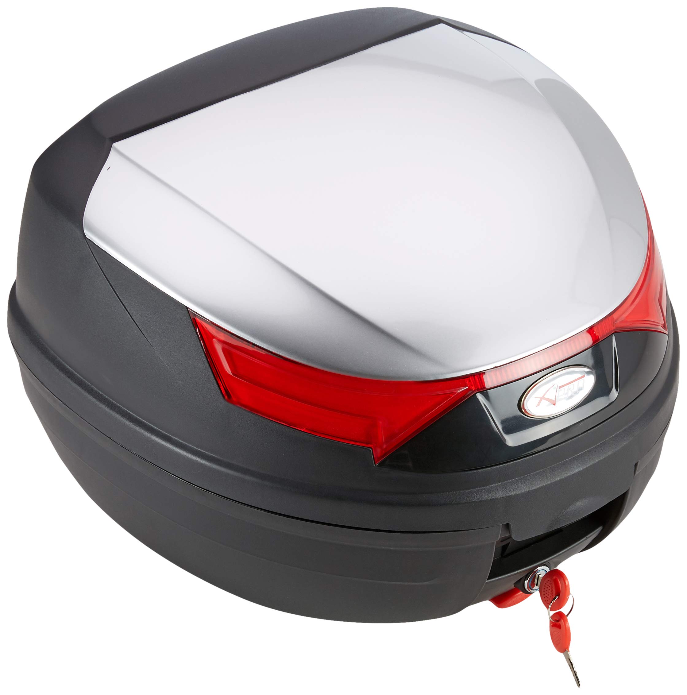 A-pro motorcycle brake lights top box for 32 litre motorcycles, scooters and quads, silver