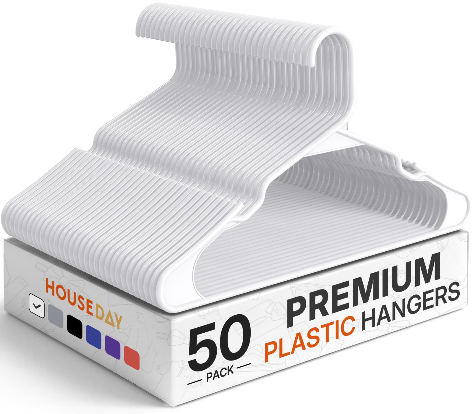 Photo 1 of ***MISSING PARTS***
HOUSE DAY Plastic Hangers 50 Pack - White Clothes Hangers with Non-Slip Shoulder Grooves, Durable and Sturdy Coat Hanger, Space Saving Slim Design Perfect for Closet Organizers and Storage