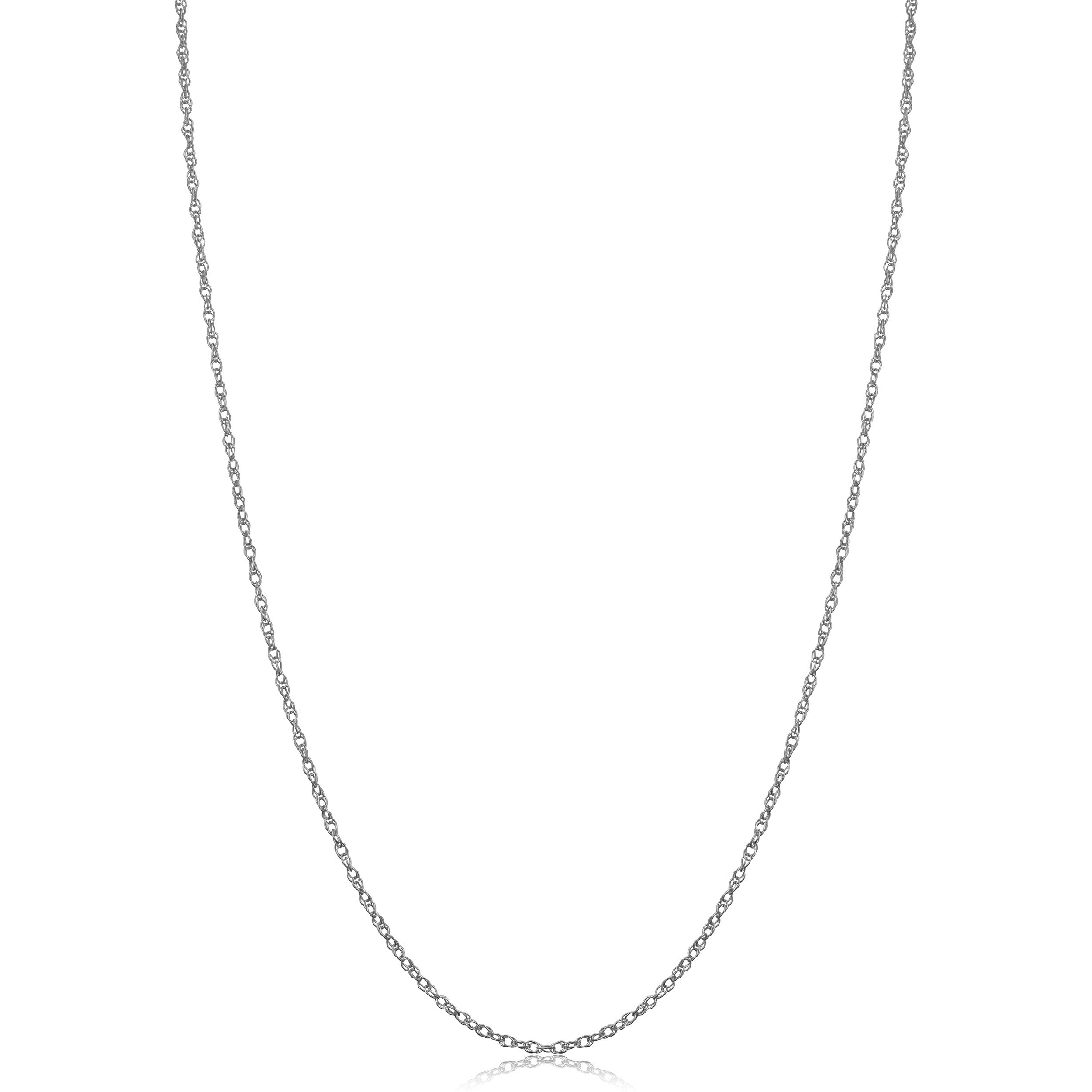 Kooljewelry 14k White Gold Rope Chain Pendant Necklace (1 mm, 24 inch)