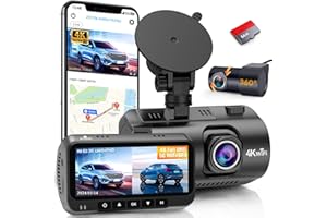 Smart Dash Cam GPS APP: 4K 2160P USB Easy Install 5G WiFi Front Rear Car Camera Night Vision Loop Recording 3.16’’ Screen Mini Dashcams 64GB Card 24H Parking Monitor 170°Wide View DoHonest ZD72