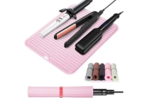 Quccefods Heat Resistant Mat Large Silicone Hot Hair Tools Mat for Curling Irons Flat Iron Hair Straightener Portable Hair St