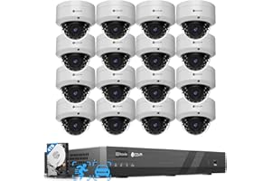 FORCOVR 4COVR 4K 16 Channel PoE Security Camera System for Business, 16x 8MP IK10 Vandal-Proof IP67 Dome Commercial IP Camera, Remote Access, UHD NVR 4TB, Human Vehicle Detection, 24/7 Recording, LY54AX8M1616