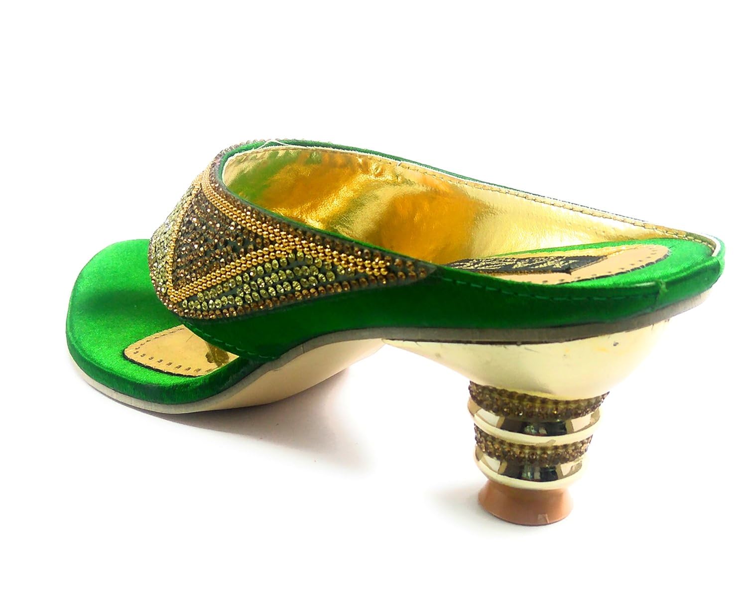 like india women's fancy green colour chappal