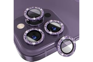 Choiche [3+1] for iPhone 14 Pro/iPhone 14 Pro Max Camera Lens Protector Bling, 9H Tempered Glass Camera Cover Screen Protector Metal Ring Decoration Accessories (Glitter-Purple)