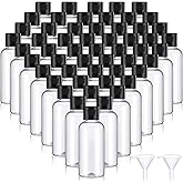 Mifoci 100 Pcs Small Plastic Bottles with Caps 2 oz Clear Empty Squeeze Bottle with Flip Cap Small Refillable Transparent Travel Dispenser Container for Shampoo Lotion Conditioner Liquid Soap