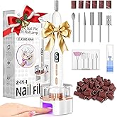 Electric Nail Drill Kit Professional,5 Speed Electric Nail File with LCD & Nail Lamp,Portable Nail Drill for Acrylic Gel Nails, Nail Grinder Manicure Pedicure Tools with Drill Bits for Home Salon Use