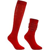 Bestjybt 80s Slouch Socks for Women, Scrunch Knee High Boot Socks