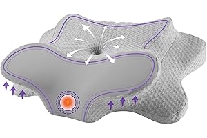 FUNCCUBE Cervical Neck Pillow - Memory Foam Pillow for Pain Relief Sleeping, Ergonomic Neck Support Contour Pillows for Side Back Stomach Sleepers,Orthopedic Breathable Pillowcase, Grey