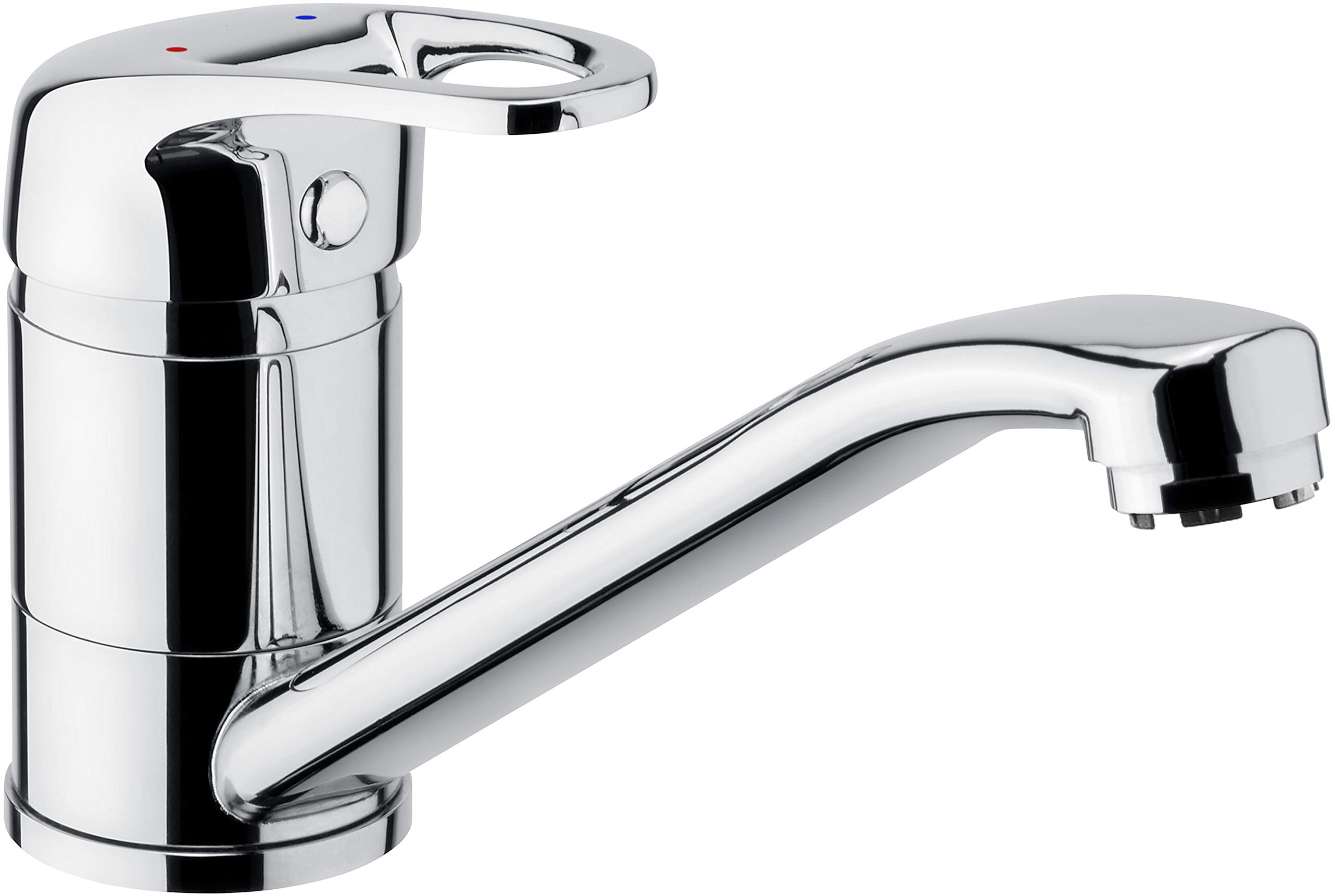 Cornat Tavira TAV52 Single-Lever Sink Fitting Brass Body Chrome-Plated 360° Pivoting Spout/Low Pressure Tap, Silver