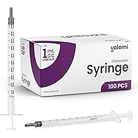 1mL Luer Slip Syringe (No Needle) | Sterile & Individually Wrapped | Professional, Industrial & Personal Use | 100 Pack | Yal