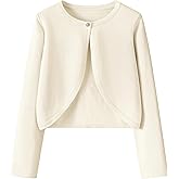 Yekaty Girls Sweaters Long Sleeve Cardigan Bolero Shrugs Button Down Closure Cover Up Tops for Toddler Kids 4-12 Years