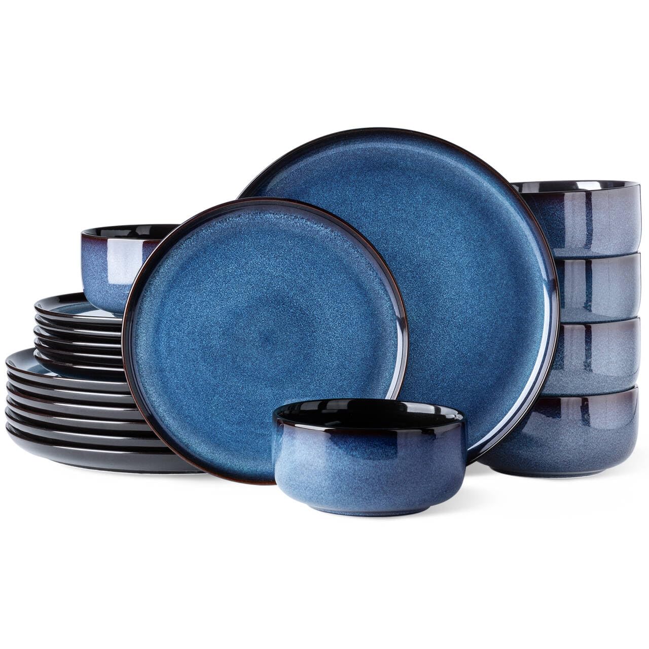 LeRatio Ceramic Dinnerware Sets for 6,Porcelain Plates and Bowls Sets ...