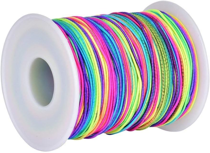 1mm Colorful Elastic Cord, 100 m Rainbow Color Beading
