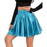 Brezzistaxs Shiny Pleated Mini Skirt Metallic Skater Skirt, Great for Concerts and Cheerleader - Classic Style, Sparkly Skirt