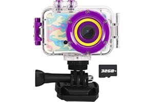ASIUR Kids Waterproof Camera Underwater Camera Toys for Girls Boys Age 3-8, 1080P Toddler Video Camera Gift - Children Portable Sports Camcorder for Outdoor Riding Skating Jumping with 32GB TF-Card