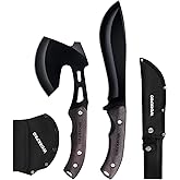 WORKPRO Axe and Fixed Blade Knife Combo Set, Full Tang, Wood Handle, for Outdoor Camping Survival Hunting Hiking, Nylon Sheat