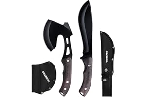 WORKPRO Axe and Fixed Blade Knife Combo Set, Full Tang, Wood Handle, for Outdoor Camping Survival Hunting Hiking, Nylon Sheat