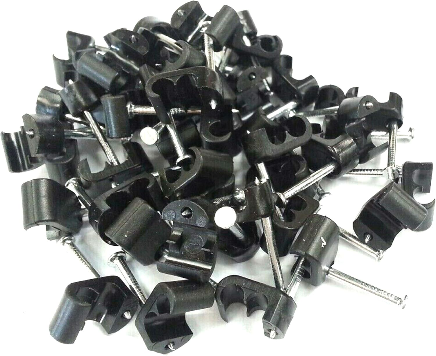 1STec 50 x Black Coax Cable Clips for Sky Q Plus HD TV Freesat