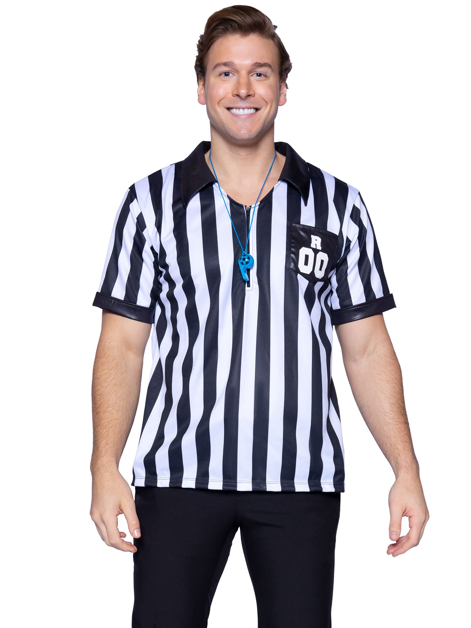 Leg Avenue 2pc. Men's Referee Shirts w/Whistle, Black/White, X-Large