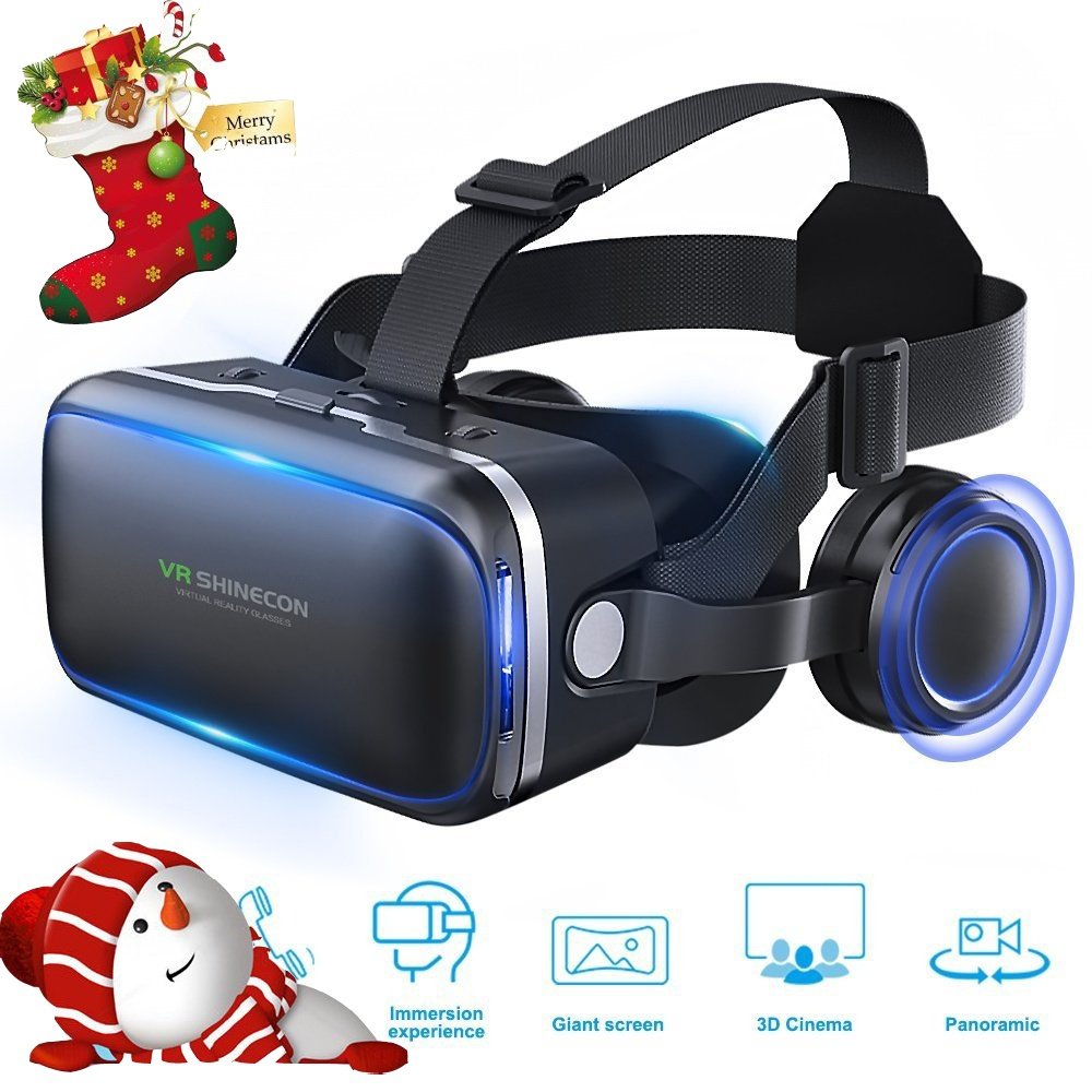 Pansonite 3d Vr Headset Virtual Reality Glasses 360 Panoramic With Built In Stereo Headphones Large Viewing Immersive Experience Vr Headset Hd Vr Goggles For Vr Games And 3d Movie Compatible Amazon In