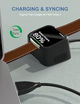 Bicmice 3.3Ft USB Charger for Fitbit Versa 2 Smartwatch Dock Stand Cable view 3