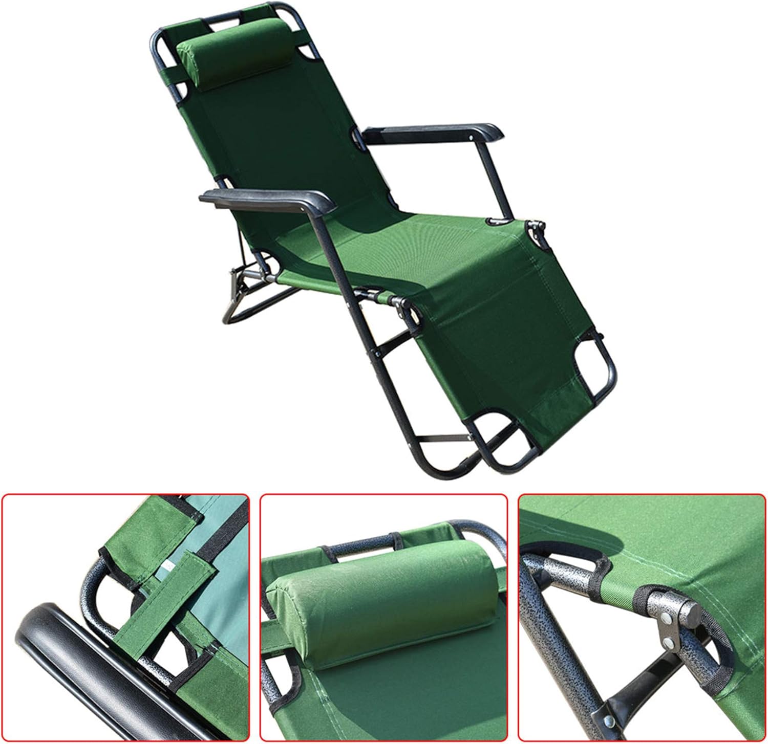 labworkauto Portable Lounge Chairs Folding Reclining Chairs Sun Patio Chaise Chair Pool Lawn (ArmyGreen) : Garden & Outdoor