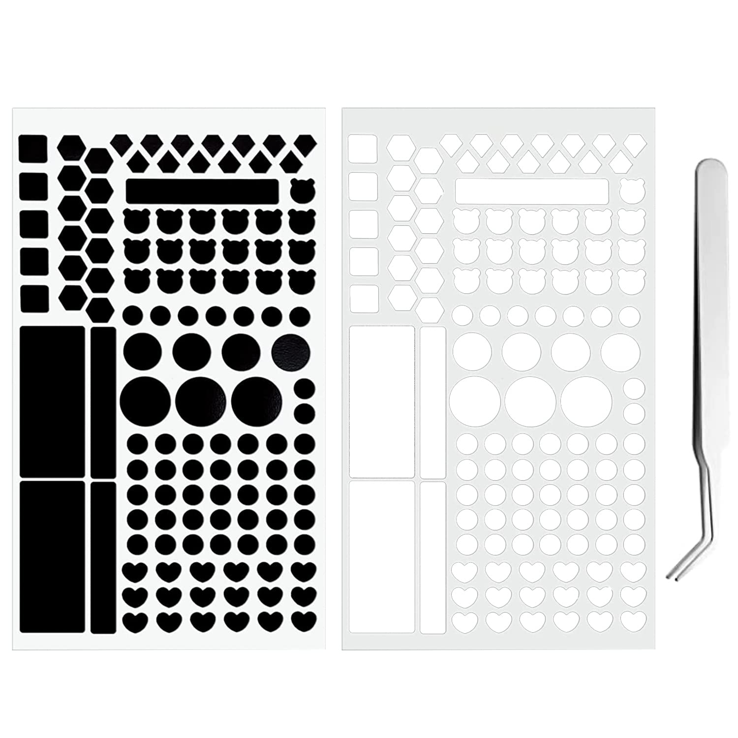 Kaiheng 2PCS Light Blocking Stickers, LED Light Dimming Sticker, Dimming Light 80% ~ 100% Blackout Stickers for Electronics, TV, Routers, Clocks with 1PCS Tweezers (White and Black)