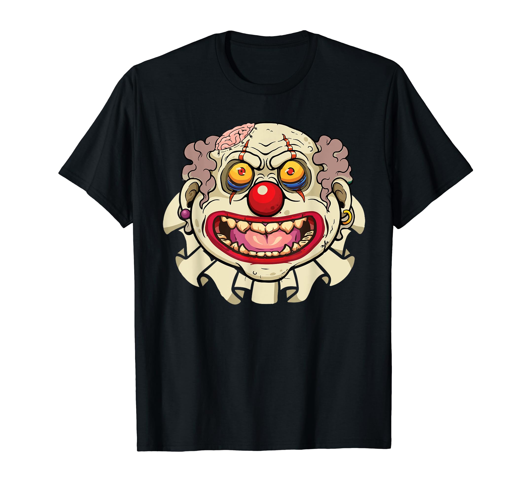 Scary Face Fat Joker Mask Goth Costume Horror Clown T-Shirt