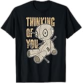 Funny Voodoo Doll Thinking of You, Halloween Goth Distressed T-Shirt