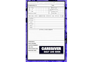 Caregiver Daily Log Book: Personal Caregiver Organizer Log Book | Daily Log Book for Assisted Living Patients, Long Term Care & Aging Parents | Patients Medical Diary and Medicine Reminder Log|