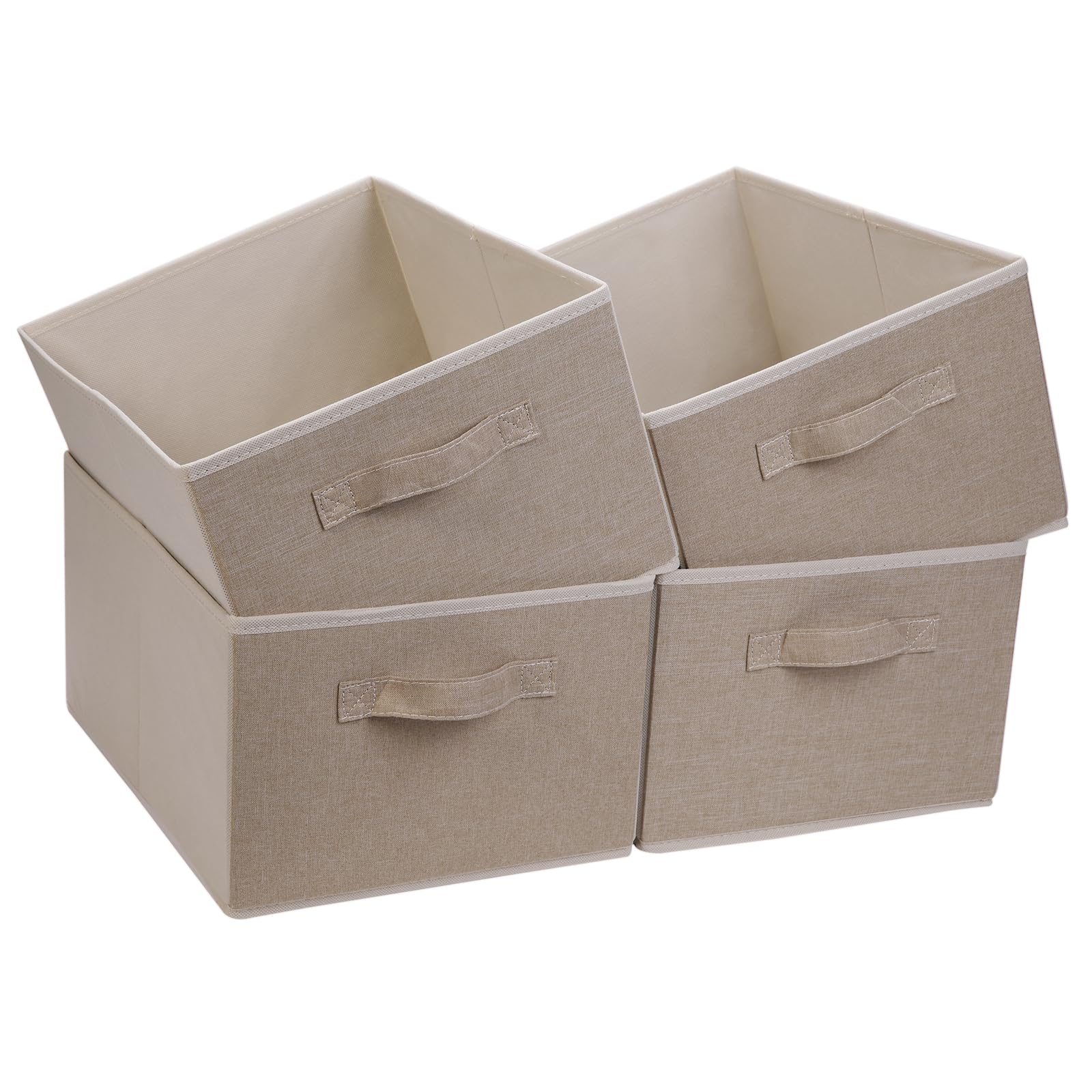 BOMKEE 4 Piece Clothes Collapsible Sorage Bins, Wardrobe Storage Organiser Drawers Fabric Storage Boxes with Handles for Toys, Clothes