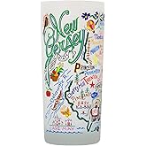 Catstudio Drinking Glass, New Jersey Frosted Glass Cup for Kitchen, Drinking Glasses, 15oz Dishwasher Safe Tumbler for New Jersey Lovers