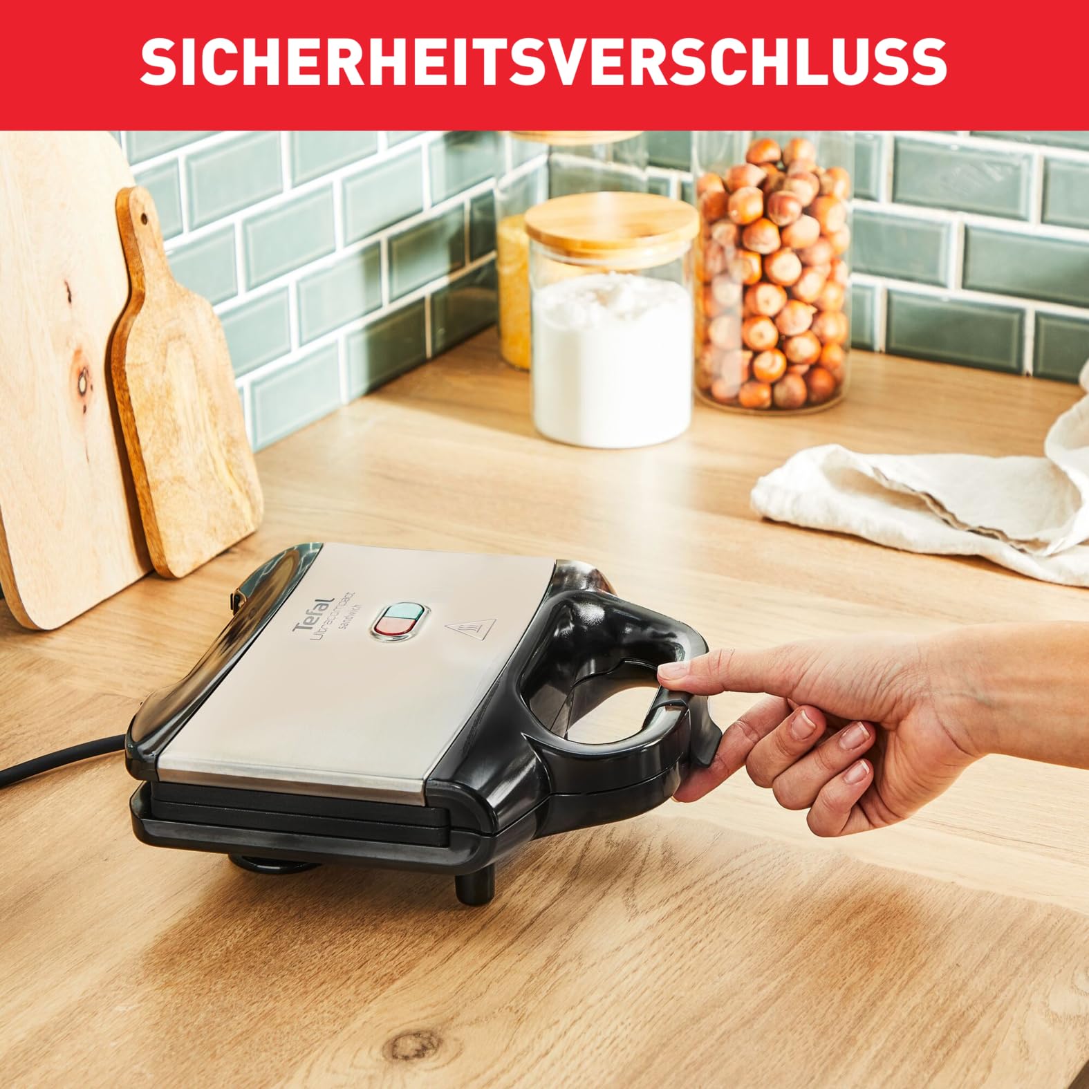 Tefal Sandwichmaker für knusprige Dreiecks-Sandwiches, Antihaft-Platten kein Anbrennen, wärmeisoliert sicher zum Anfassen, vertikale platzsparende Aufbewahrung, Kontrollleuchte, Sandwichtoaster Grill 5