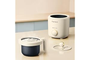TOPWIT Rice Cooker Small, Mini Rice Cooker 2 Cups Uncooked, 1.2L Portable Rice Maker with Non-stick Coating, BPA Free, One To