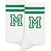 SSQBZU Striped Initial Socks with the Letter in Green, St. Patricks Day Socks Gifts for Family Friends, etc.