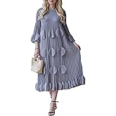 Shangeek Plus Size Fall Dress for Women Round Neck Long Sleeve One Size Elegantly Casual Dresses