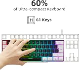 Snpurdiri 60% Gaming Keyboard UK Layout RGB Detachable USB-C Black White view 2