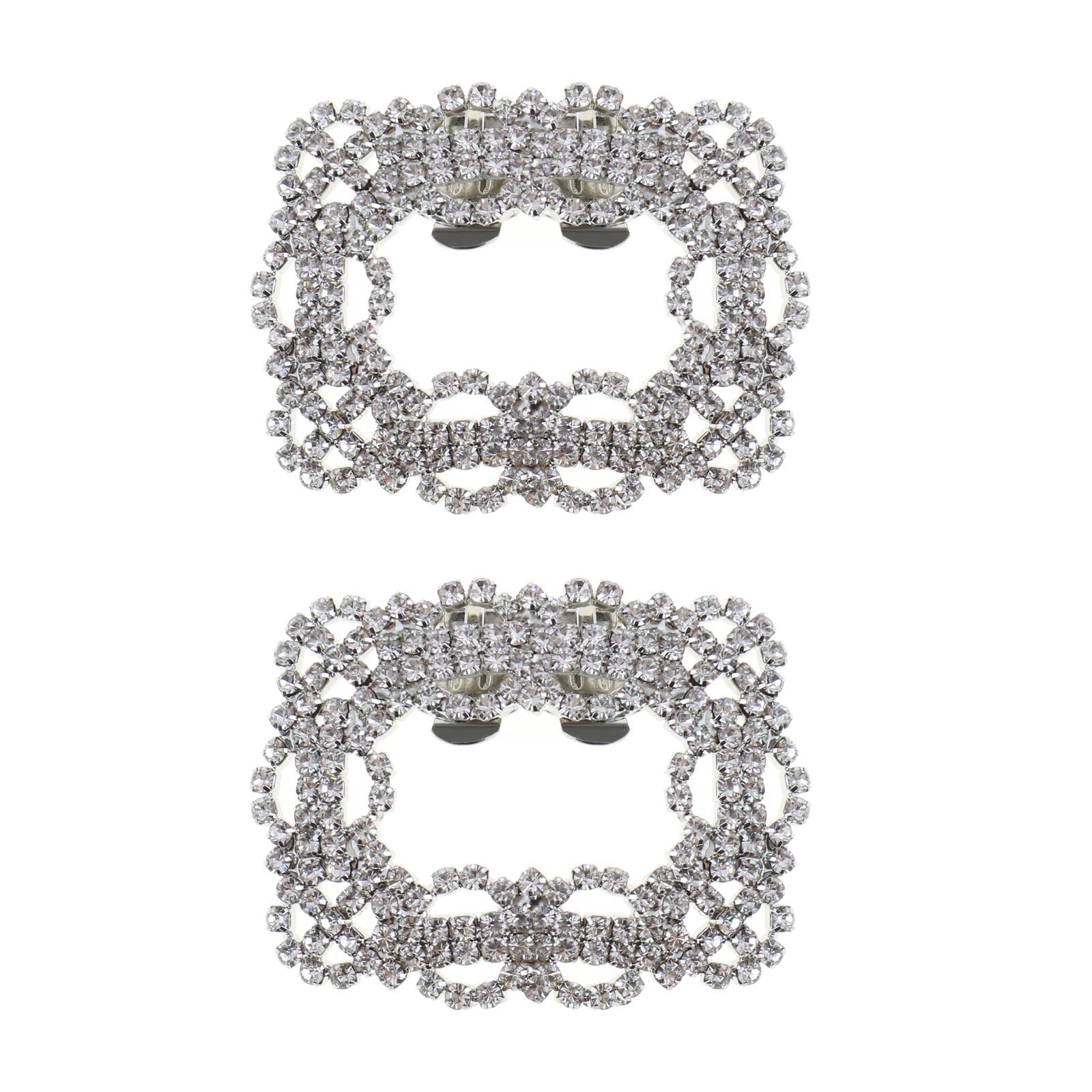 ENET YINETTECH Crystal Square Shoe Clip Boots Buckle Removable High-heel Wedding Bridal Party 42.5mmx56mm