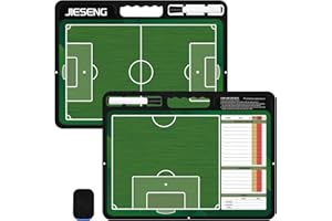 JIESENG Soccer Coaching Board, Premium Tactical Coaches Handheld Board for Soccer, Double-Sided with Dry Erase Soccer Marker Board for Coaching