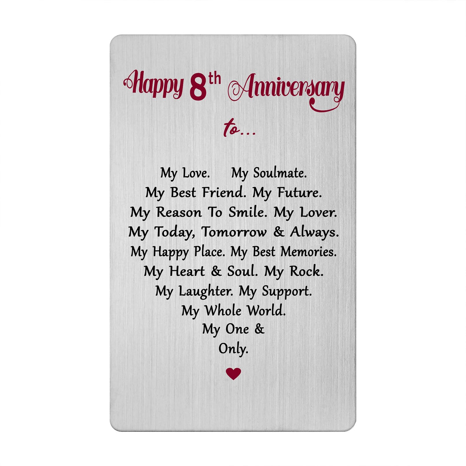 8 Year Anniversary Card for Men Women Him Her- Romantic 8th Wedding Anniversary Keepsake Gift for Husband Wife