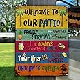 Wander Prints 12"x 16" Bigger Size - Welcome to our Patio Sign - Patio Decor for Home Outdoor BBQ Party - New Home Gift, Birthday Gift for Party People - Housewarming Gift for Friends, Family, Lovers - Rustic Metal Sign