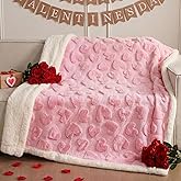 Remagr Pink Heart Sherpa Throw Blanket 50"x 60" Valentine's Day Blanket Soft Plush Fluffy Romantic Love Decorative for Couch Sofa and Bed Valentines Day Gifts