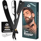 IronEdge Barber Straight Razor for Men- 100pc Blades Straight Edge Razor | Professional Beard Grooming; Gifts For Men; Stocking Stuffers for Men